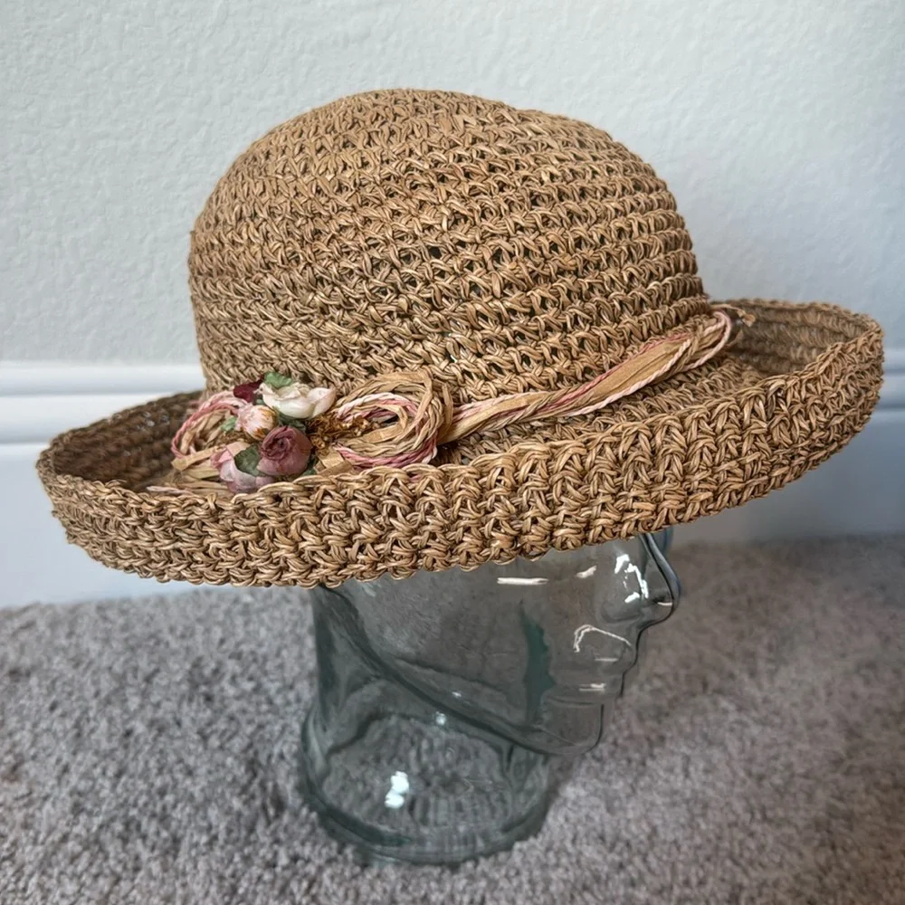 Vintage 90s Cappelli Straw Floral Hat